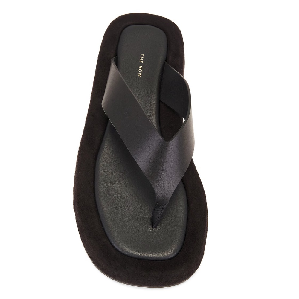 The Row GINZA Leather Sandal (Black)